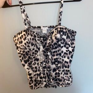 Black leopard y2k top